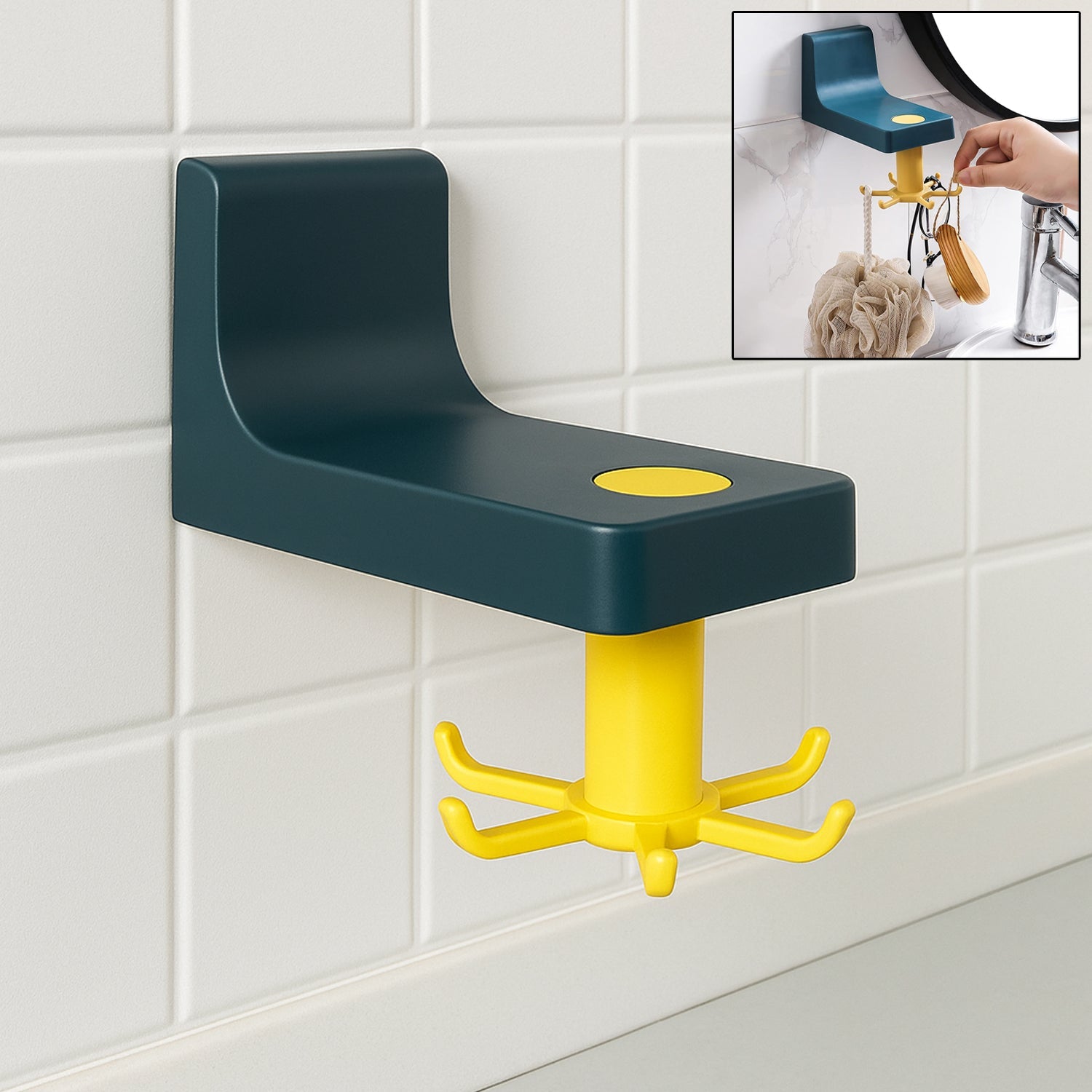 360 Degree Rotating Self Adhesive Plastic Wall Hook Hanger; Multifunctional Hanger with 6 Heavy Duty Claw Hooks 360 Degree Rotating Self Adhesive Plastic Wall Hook Hanger; Multifunctional Hanger with 6 Heavy Duty Claw Hooks